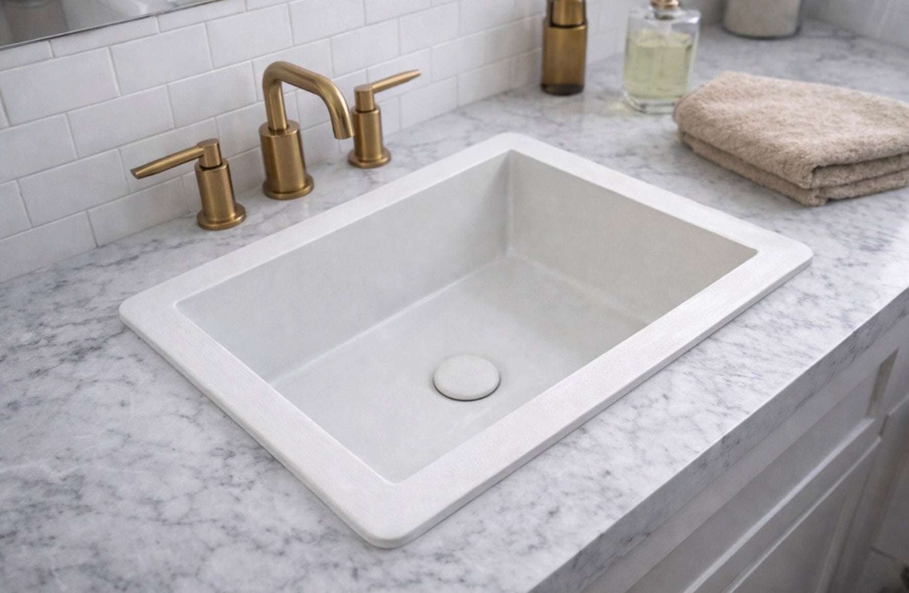 Drop-In Concrete Sink – Off-White Satin Finish - robertotiranti.shop
