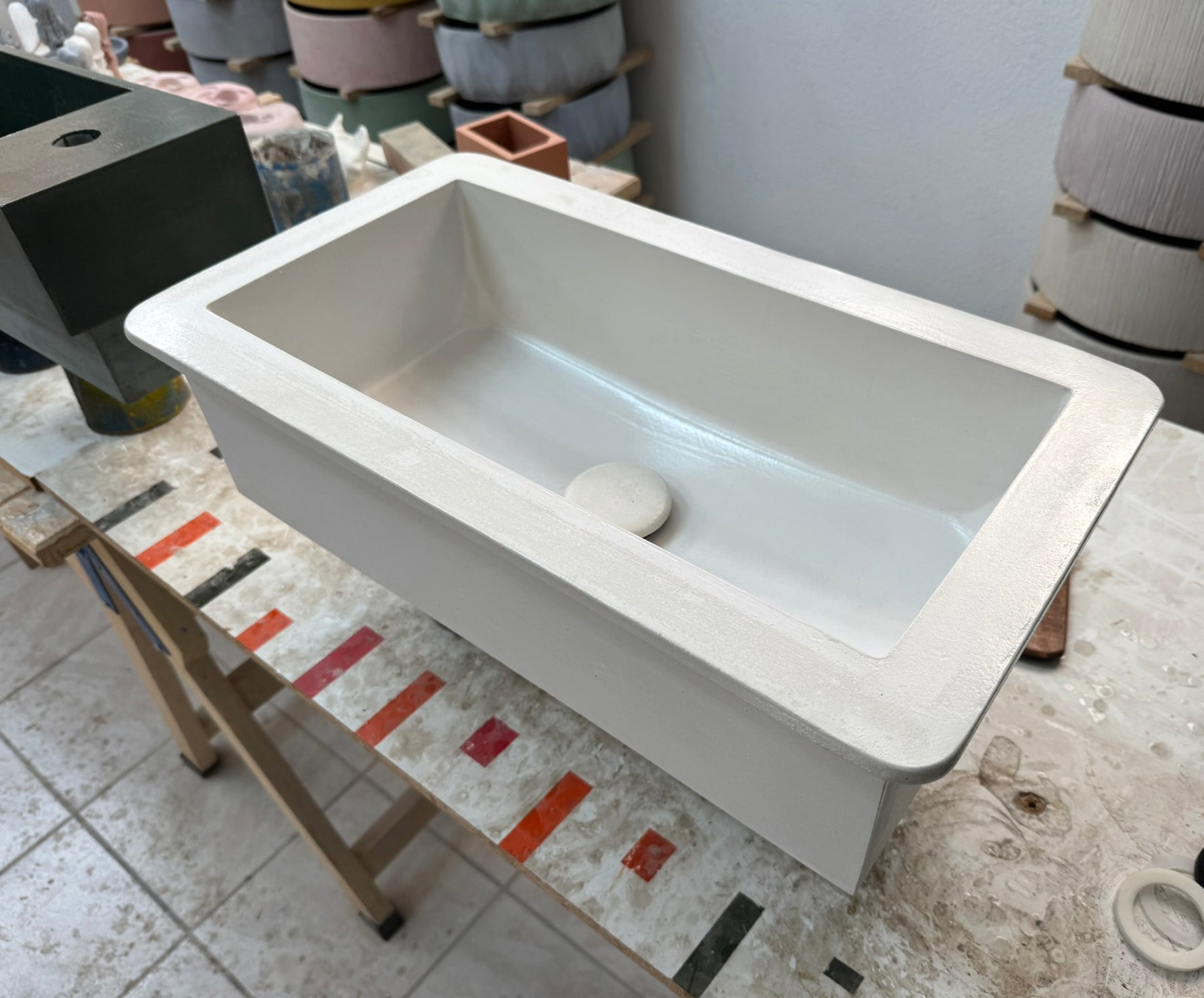 Drop-In Concrete Sink – Off-White Satin Finish - robertotiranti.shop
