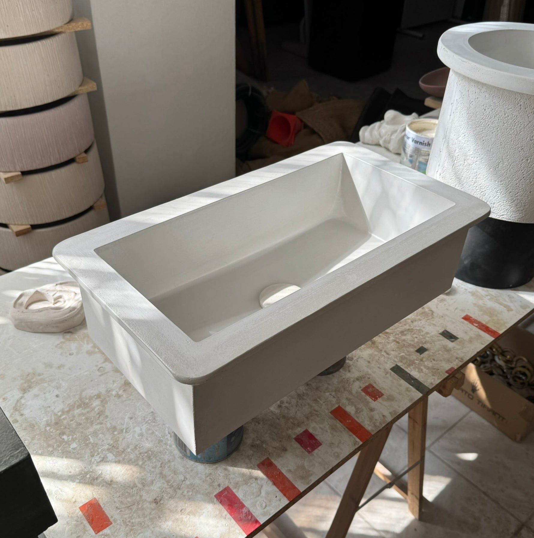 Drop-In Concrete Sink – Off-White Satin Finish - robertotiranti.shop