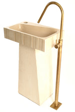 Epitomi Sculptural Concrete Sink with Pedestal & Brushed Brass Faucet – Modern Statement Bathroom Piece - robertotiranti.shop