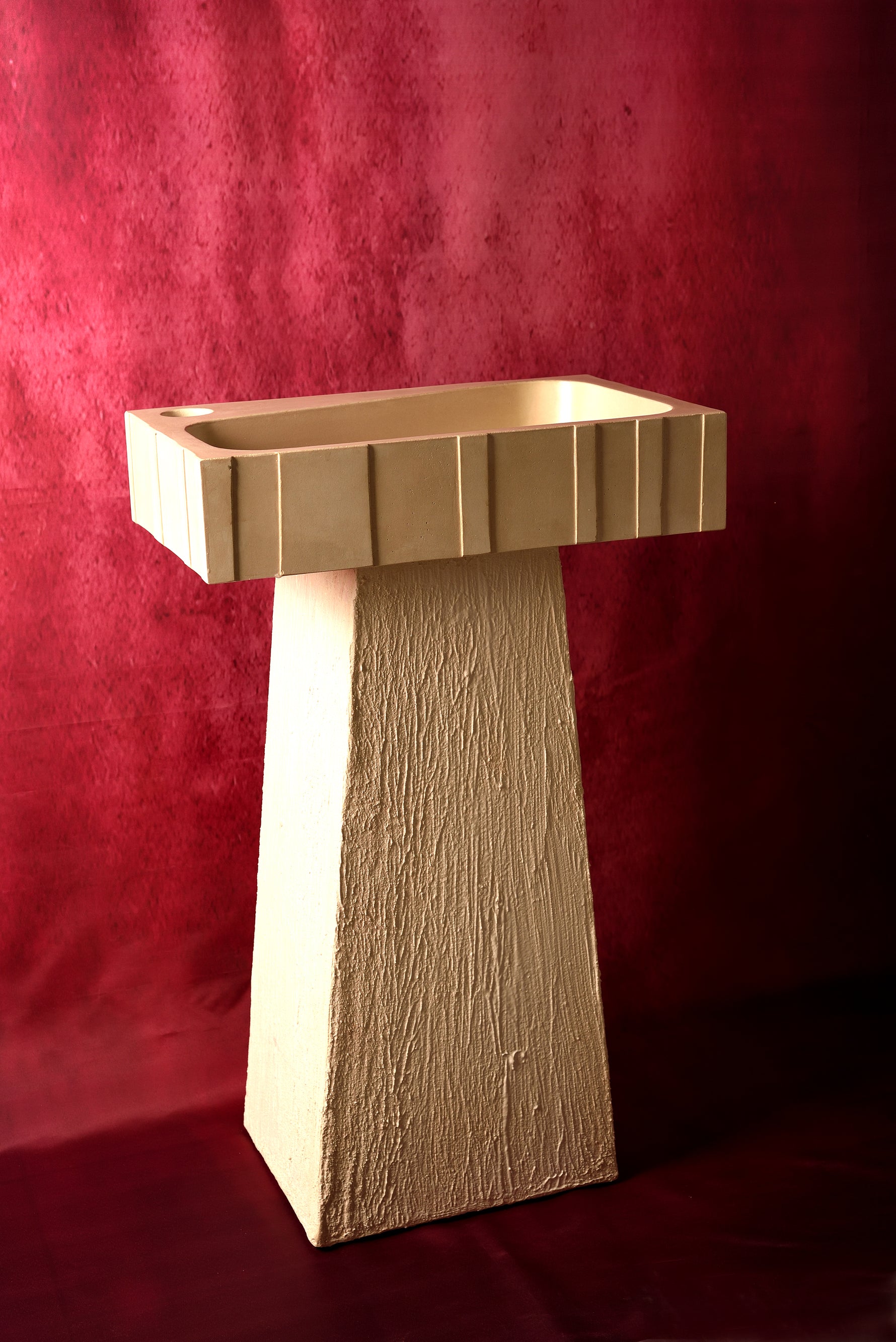 Epitomi – Sculptural Sand Concrete Pedestal Sink | Statement Freestanding Basin | Handmade in Greece - robertotiranti.shop