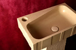 Epitomi – Sculptural Sand Concrete Pedestal Sink | Statement Freestanding Basin | Handmade in Greece - robertotiranti.shop