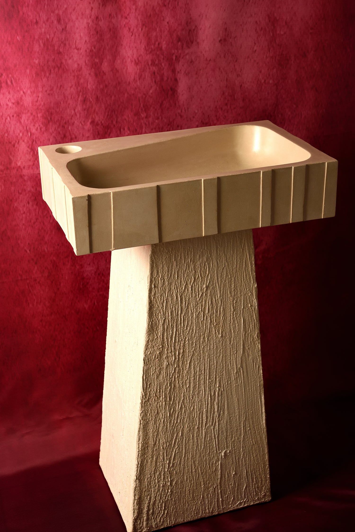 Epitomi – Sculptural Sand Concrete Pedestal Sink | Statement Freestanding Basin | Handmade in Greece - robertotiranti.shop