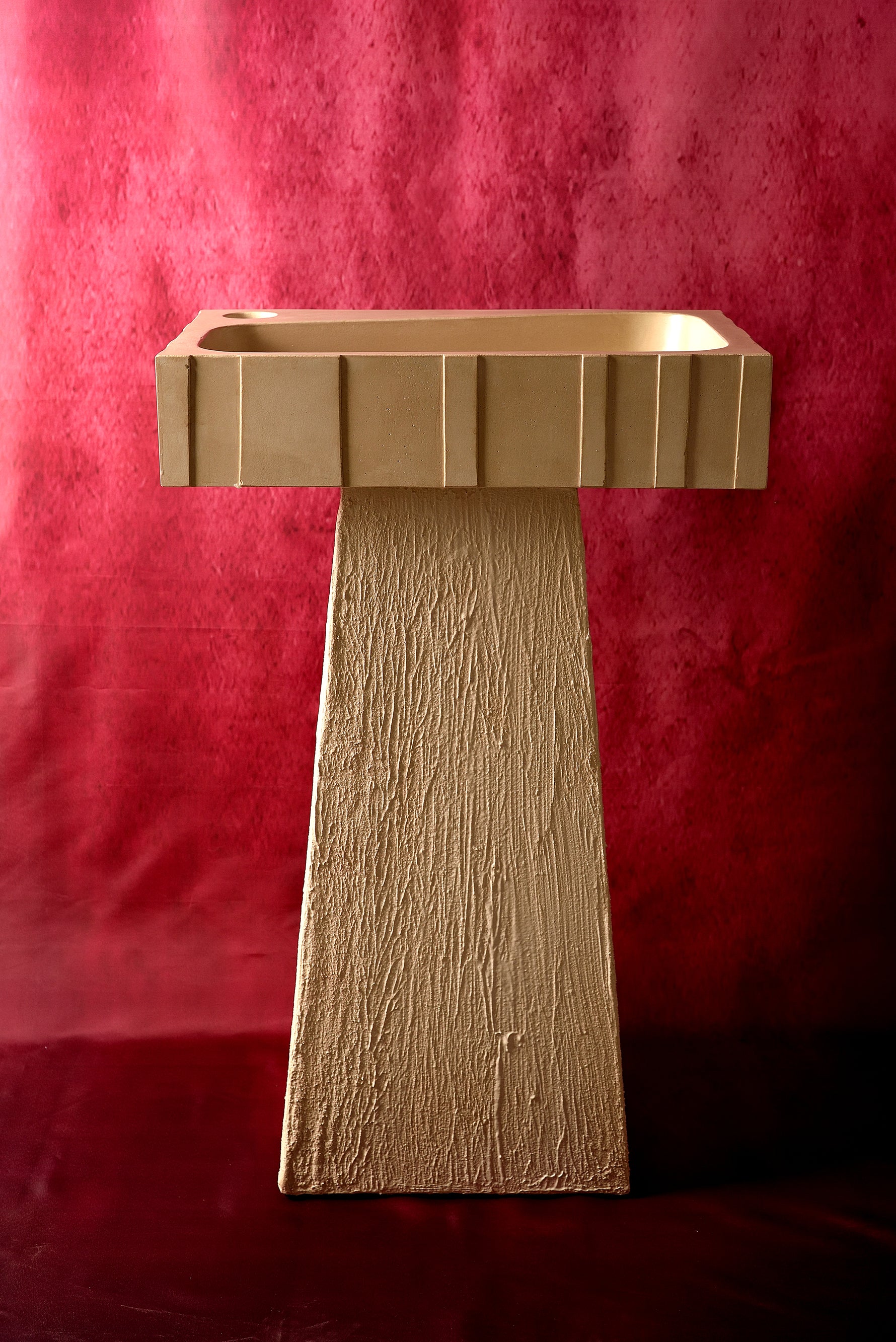 Epitomi – Sculptural Sand Concrete Pedestal Sink | Statement Freestanding Basin | Handmade in Greece - robertotiranti.shop