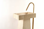 Epitomi Sculptural Concrete Sink with Pedestal & Brushed Brass Faucet – Modern Statement Bathroom Piece - robertotiranti.shop