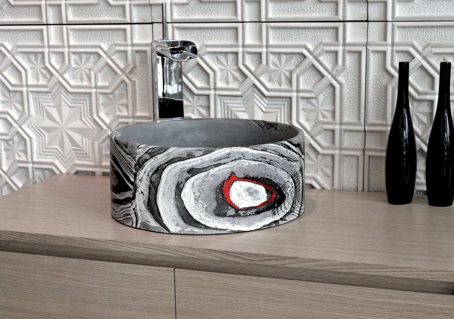 OI Washbasin Graffiti - Round Concrete Vessel Sink / Bathroom sink / Bathroom Vessel / Colored sink / Colorful Vessel - robertotiranti.shop