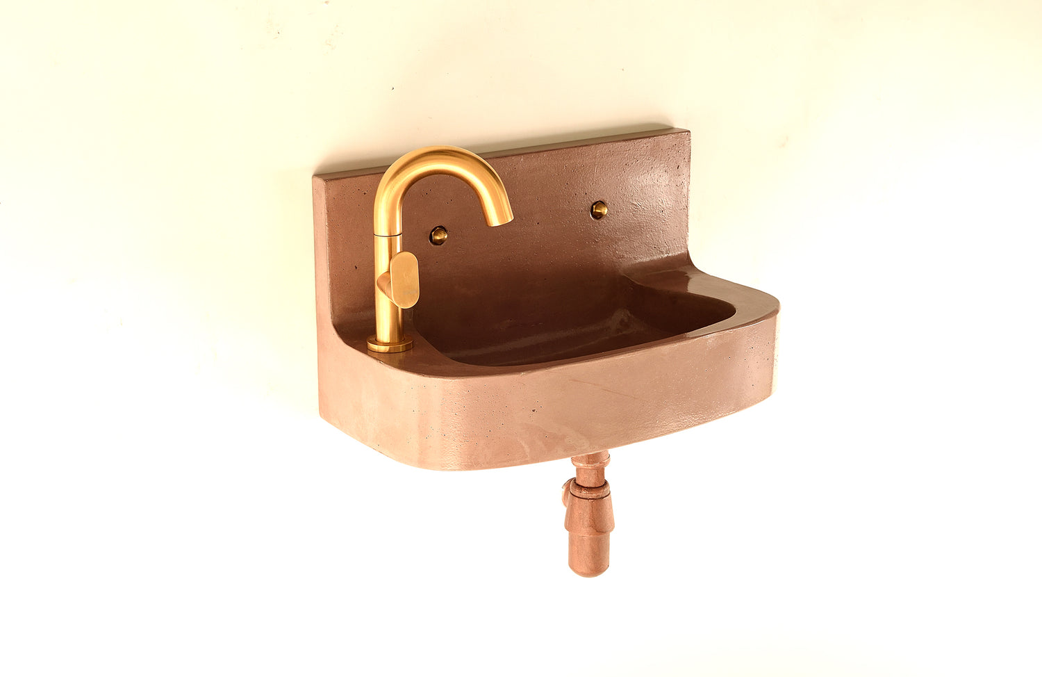 Vintage-Inspired Wall-Mounted Concrete Sink – Dust Brown Finish - LUTIL Sink