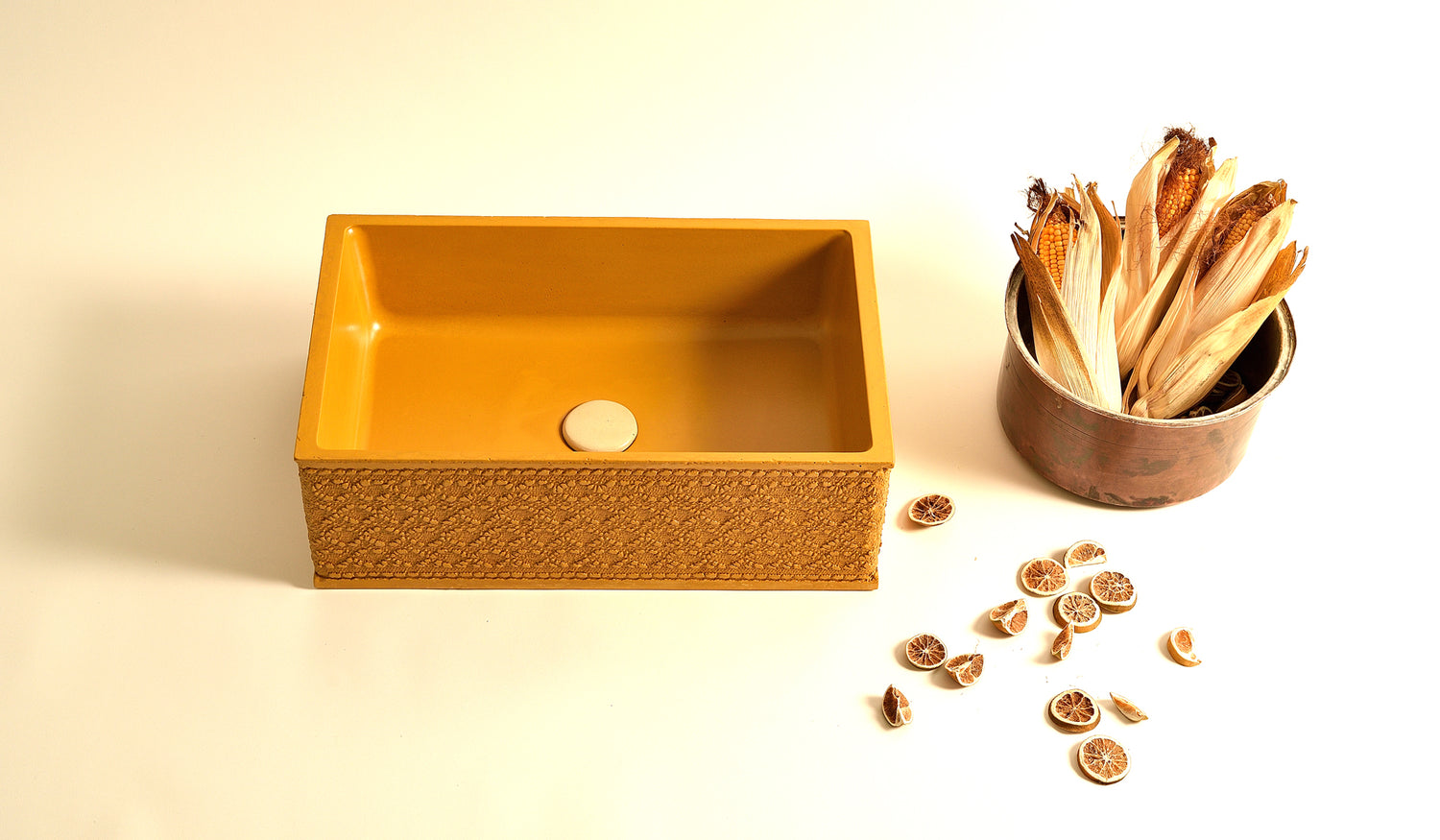 Morphi - Handmade Concrete Sink in Deep Corn Yellow