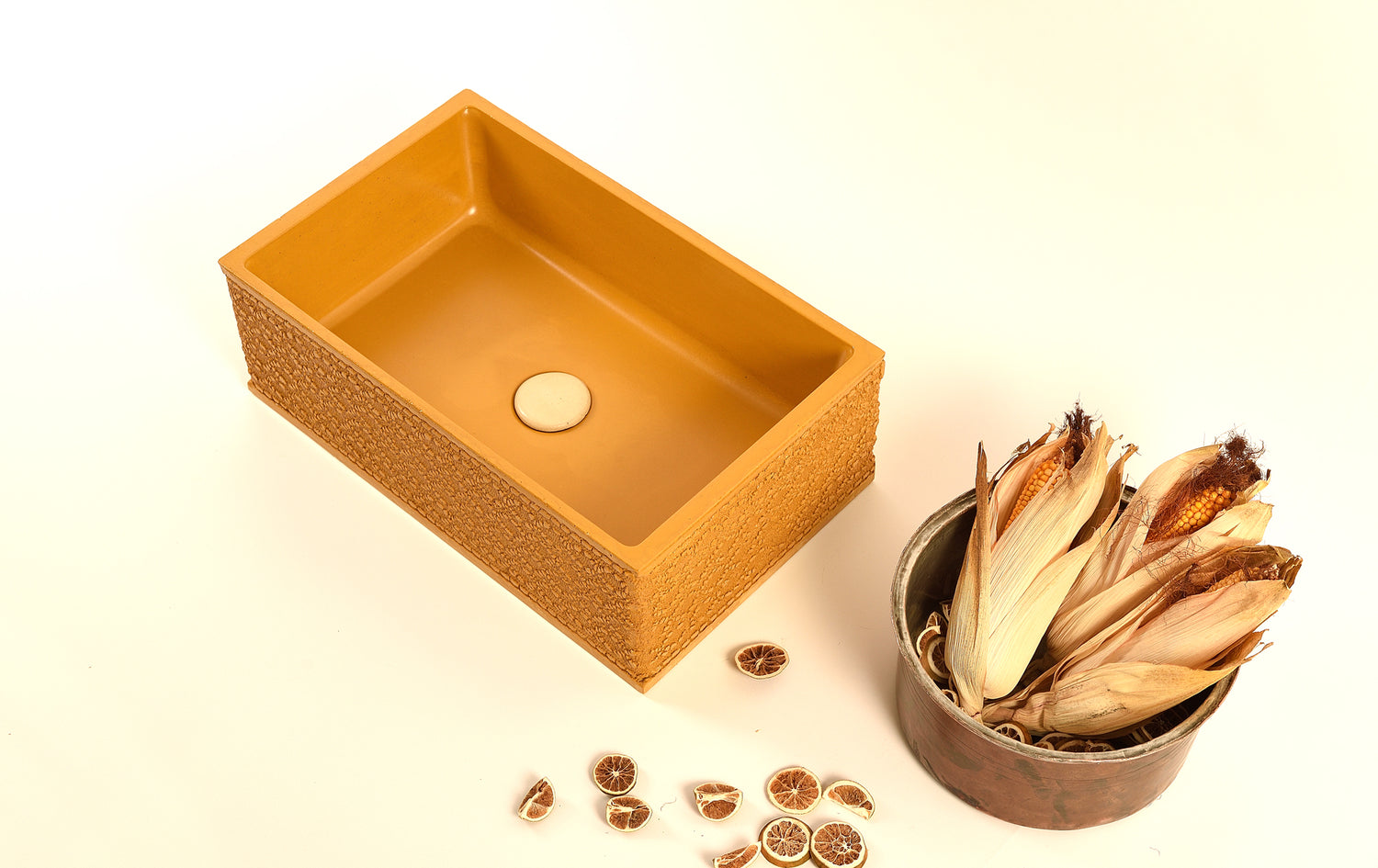 Morphi - Handmade Concrete Sink in Deep Corn Yellow