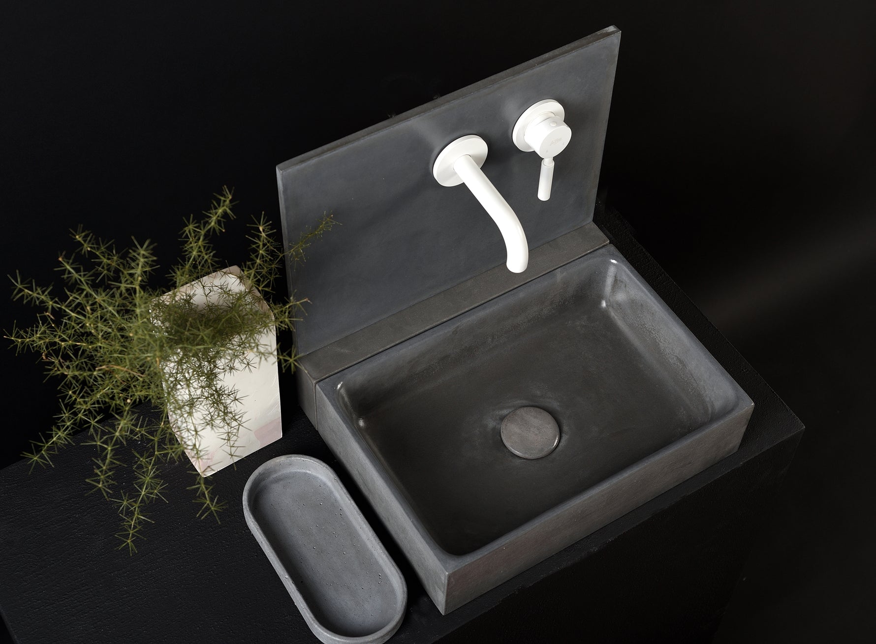 Plint Concrete Sink with Backsplash Extension – Designed for Long-Spout Faucets - robertotiranti.shop