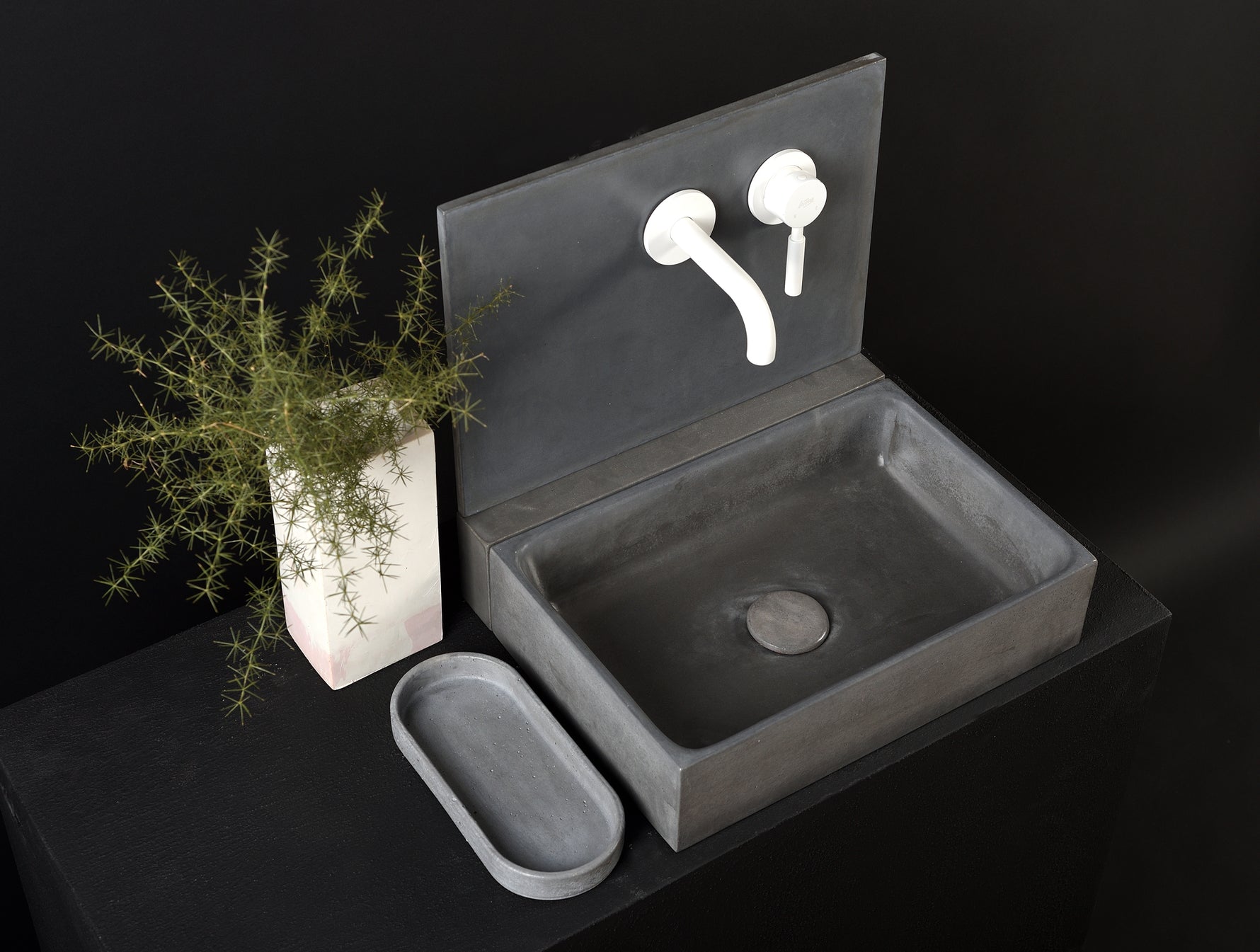 Plint Concrete Sink with Backsplash Extension – Designed for Long-Spout Faucets - robertotiranti.shop