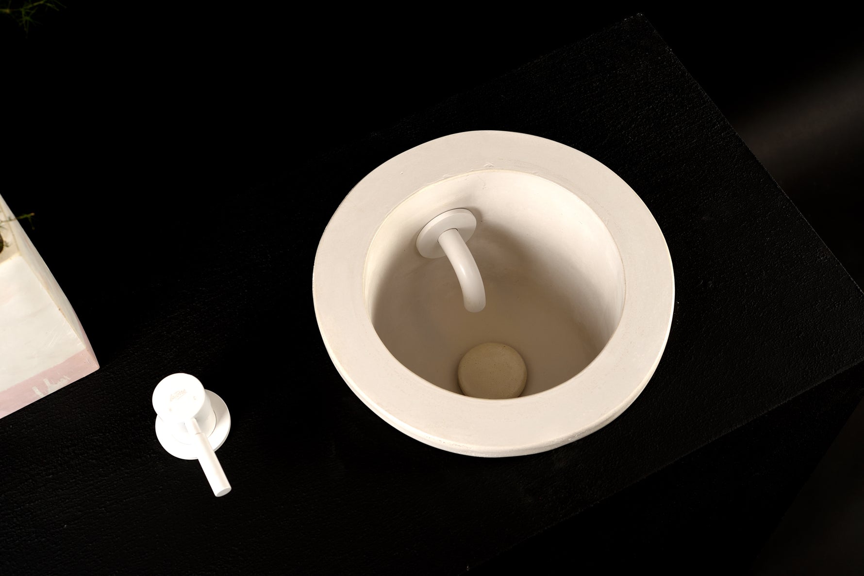 Tholos – Drop-In Concrete Sink with Integrated Spout | Sculptural Round Bathroom Basin | Handmade in Greece - robertotiranti.shop