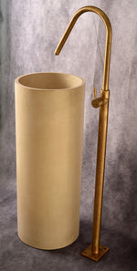 Stilion Handmade Ivory Concrete Freestanding Sink with Brushed Bronze Faucet - robertotiranti.shop