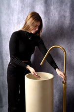 Stilion Handmade Ivory Concrete Freestanding Sink with Brushed Bronze Faucet - robertotiranti.shop