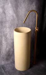 Stilion Handmade Ivory Concrete Freestanding Sink with Brushed Bronze Faucet - robertotiranti.shop