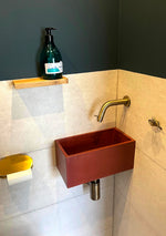 Handmade Concrete Vessel Sink, Red Rectangular Basin ,Bespoke Compact Powder Room Vanity - robertotiranti.shop
