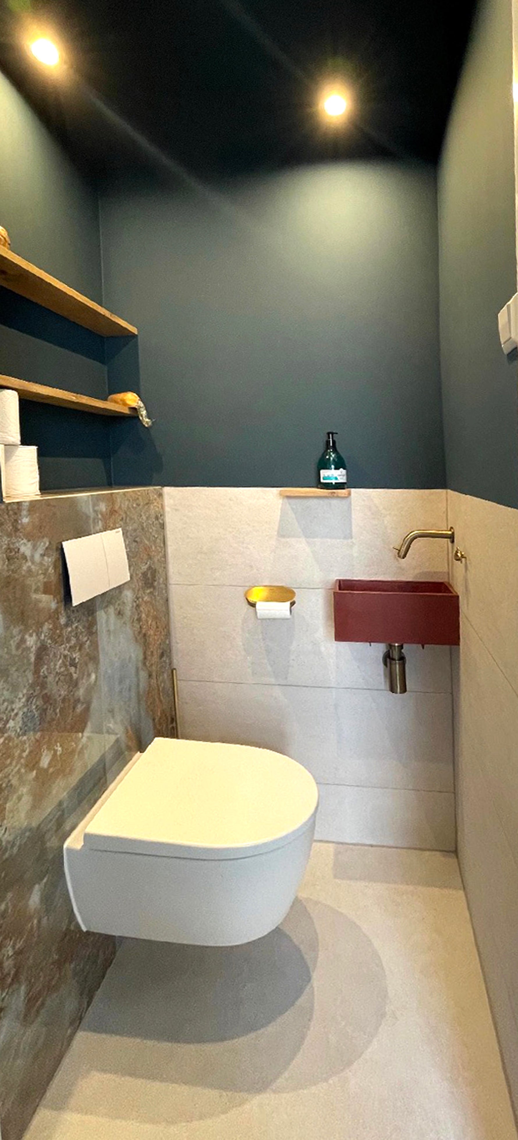 Handmade Concrete Vessel Sink, Red Rectangular Basin ,Bespoke Compact Powder Room Vanity - robertotiranti.shop