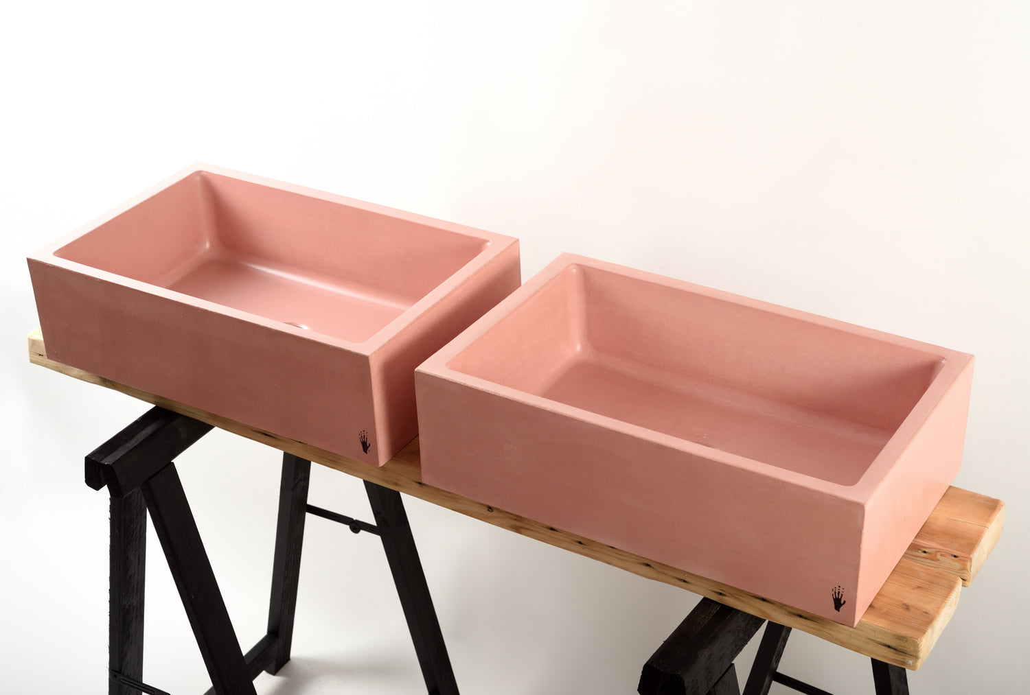 Witi Pink Concrete Vessel Sink – Handmade Modern Rectangular Vanity Basin