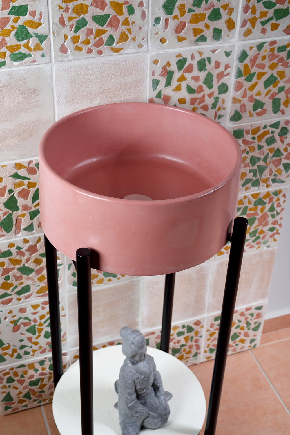 Pink Bathroom Sink with Metal Stand - robertotiranti.shop